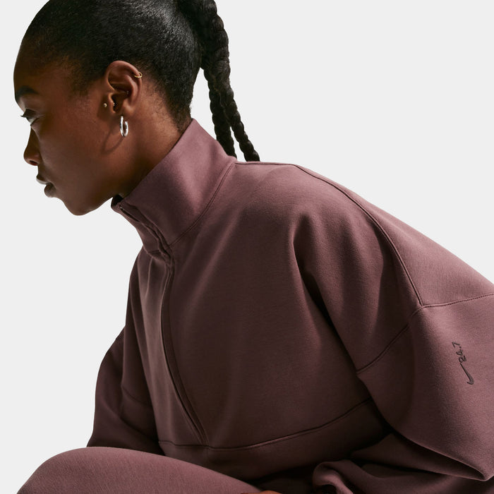 24.7 Impossibly Soft Dri Fit Oversized Half Zip Womens Sweater (Tattoo/Burgundy Crush)