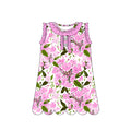 3.12 GSD3917 Preorder Pink Flowers Print Sleeveless Girls Summer Scallop Knee Length Dress