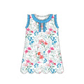 3.12 GSD3919 Preorder Blue Small Flowers Print Sleeveless Girls Summer Scallop Knee Length Dress