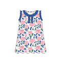 3.12 GSD3920 Preorder Pink Flowers Print Sleeveless Girls Summer Scallop Knee Length Dress
