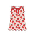 3.12 GSD3921 Preorder Strawberry Flowers Print Sleeveless Girls Summer Scallop Knee Length Dress