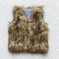 6 A21-4  Brown Faux Fur Girls Winter Vest Top