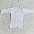 6 A31-5 White Ribbed Pockets Baby Girls Long Sleeve Cardigan