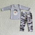 6 B7-37 Santa Grey Top Camo Pants Boys Christmas Clothes Set