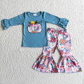 6 C8-39 Long sleeve bell bottom pants pumpkin embroideried outfits