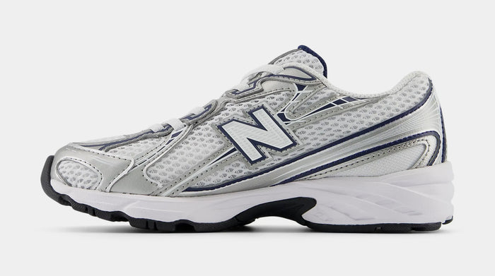 740 Bungee Lace Preschool Lifestyle Shoes (White/Navy)