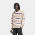 90s Alternative Sport Stripe Waffle Mens Long Sleeve Shirt (Core White)