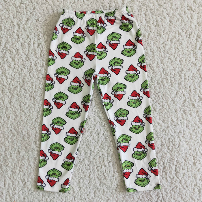 A3-14 Green Frog Print Girls Christmas Bottom Legging Pants