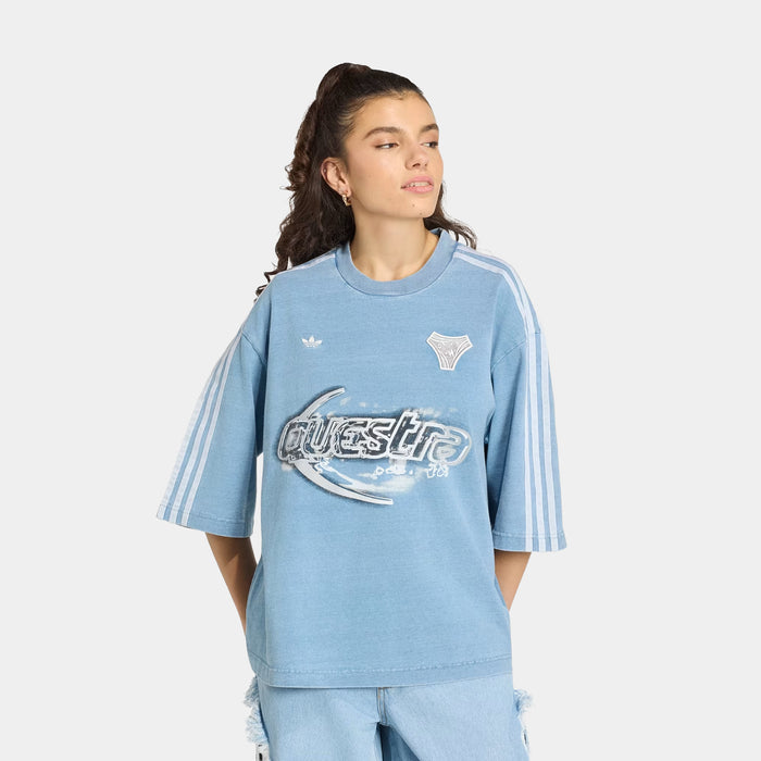 Adilenium Season 5 Oversized Denim Womens Short Sleeve Shirt (Light Blue)