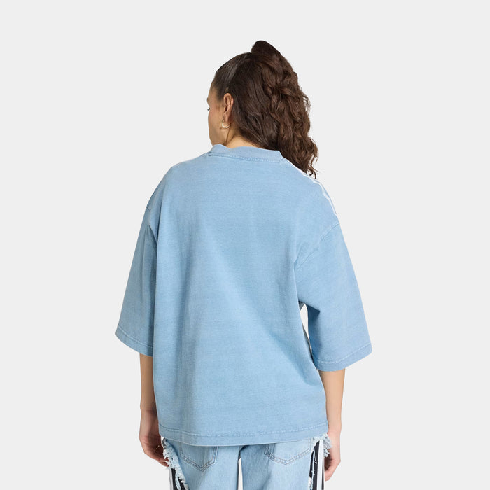 Adilenium Season 5 Oversized Denim Womens Short Sleeve Shirt (Light Blue)