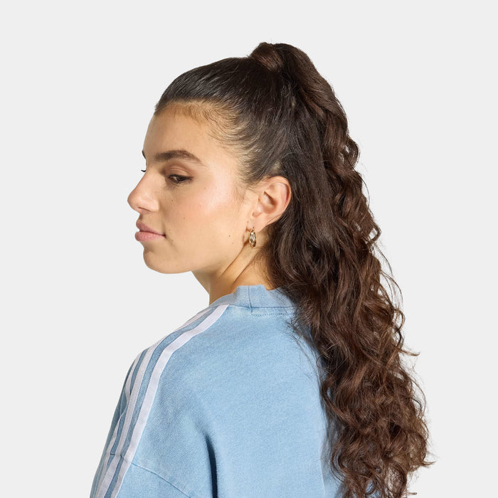 Adilenium Season 5 Oversized Denim Womens Short Sleeve Shirt (Light Blue)