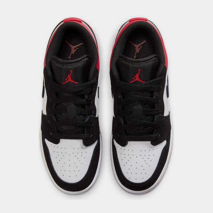 Air Jordan 1 Low Black Toe Grade School Lifestyle Shoes (White/Varsity Red/Black)