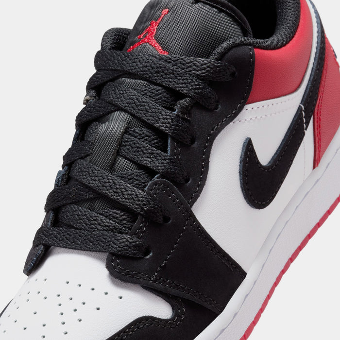 Air Jordan 1 Low Black Toe Grade School Lifestyle Shoes (White/Varsity Red/Black)