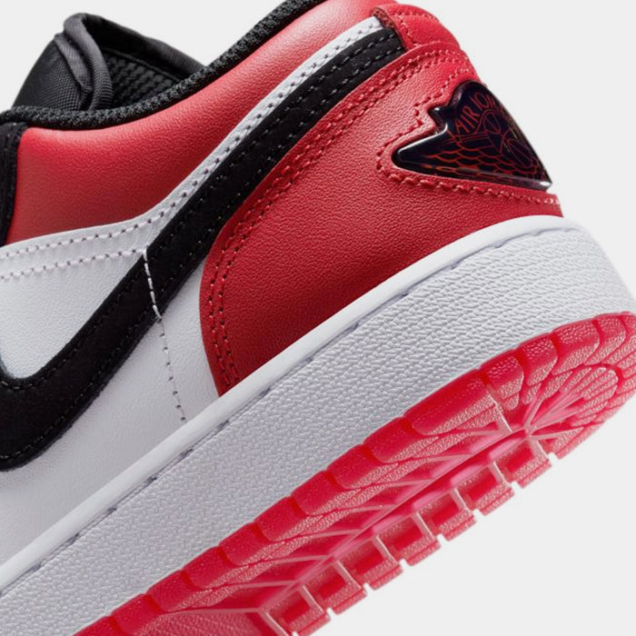 Air Jordan 1 Low Black Toe Grade School Lifestyle Shoes (White/Varsity Red/Black)