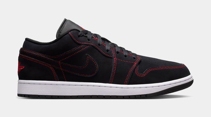 Air Jordan 1 Low Bloodline Mens Lifestyle Shoes (Black/University Red/White)