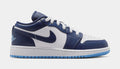 Air Jordan 1 Low Grade School Lifestyle Shoes (Midnight Navy/University Blue/White)
