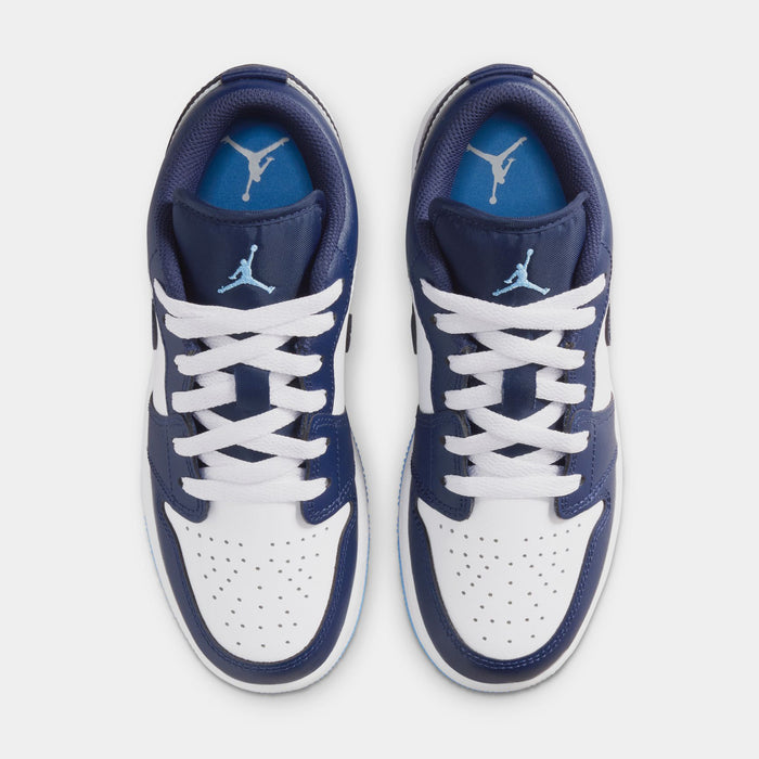 Air Jordan 1 Low Grade School Lifestyle Shoes (Midnight Navy/University Blue/White)