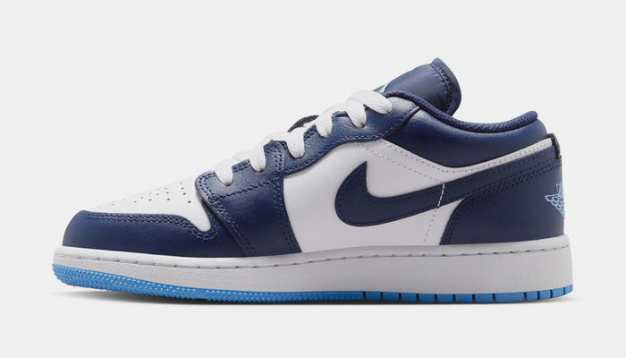 Air Jordan 1 Low Grade School Lifestyle Shoes (Midnight Navy/University Blue/White)