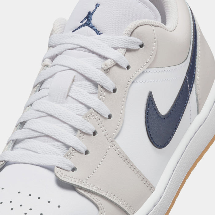 Air Jordan 1 Low Mens Lifestyle Shoes (White/Neutral Grey/Gum Medium Brown/Midnight Navy)