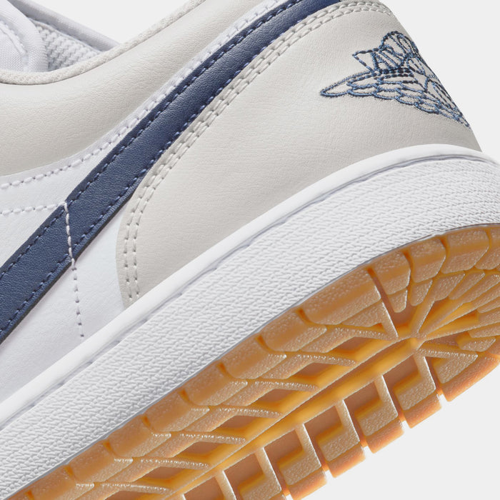 Air Jordan 1 Low Mens Lifestyle Shoes (White/Neutral Grey/Gum Medium Brown/Midnight Navy)