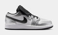 Air Jordan 1 Low SE Grade School Lifestyle Shoes (White/White/Metallic Silver/Black)