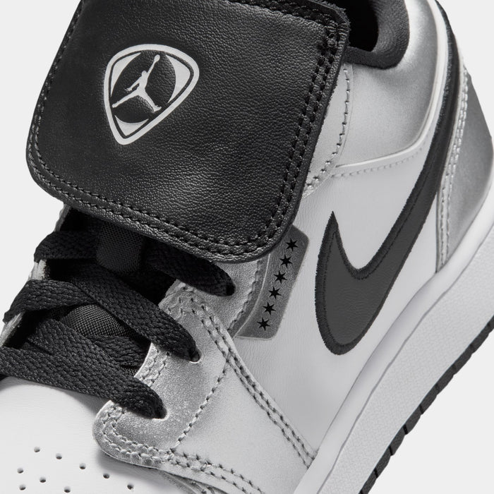 Air Jordan 1 Low SE Grade School Lifestyle Shoes (White/White/Metallic Silver/Black)