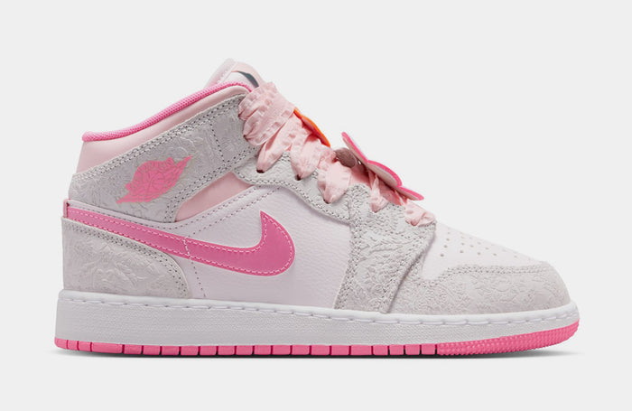 Air Jordan 1 Mid Alt SE Grade School Lifestyle Shoes (Vast Grey/Pink Glow/Sail/Pink Bloom)