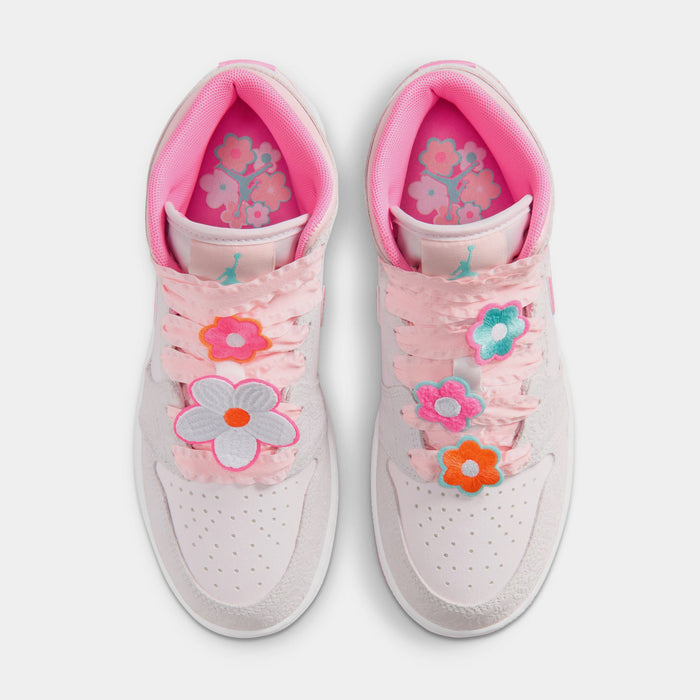 Air Jordan 1 Mid Alt SE Grade School Lifestyle Shoes (Vast Grey/Pink Glow/Sail/Pink Bloom)