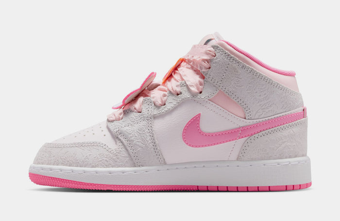Air Jordan 1 Mid Alt SE Grade School Lifestyle Shoes (Vast Grey/Pink Glow/Sail/Pink Bloom)