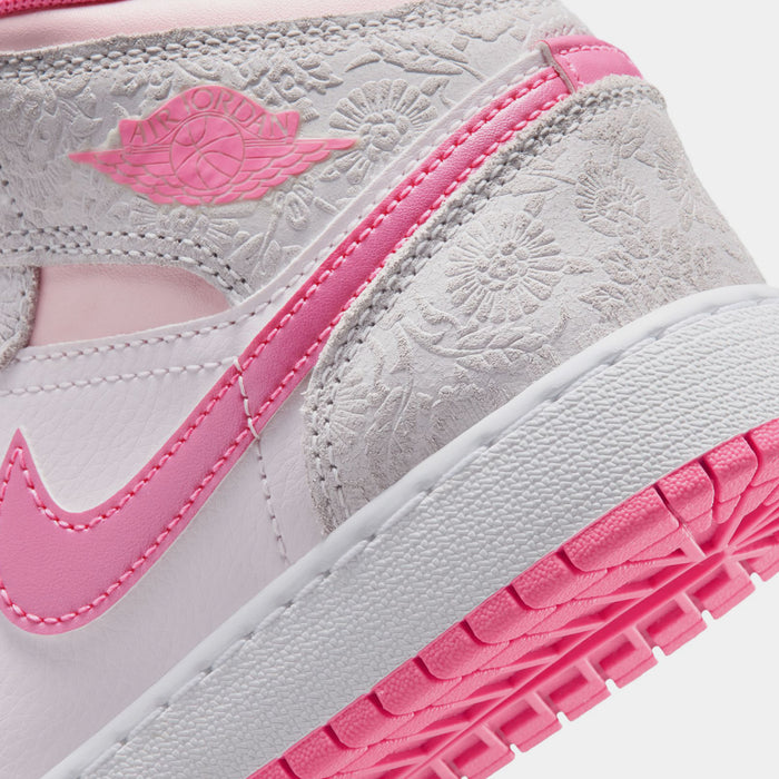Air Jordan 1 Mid Alt SE Grade School Lifestyle Shoes (Vast Grey/Pink Glow/Sail/Pink Bloom)