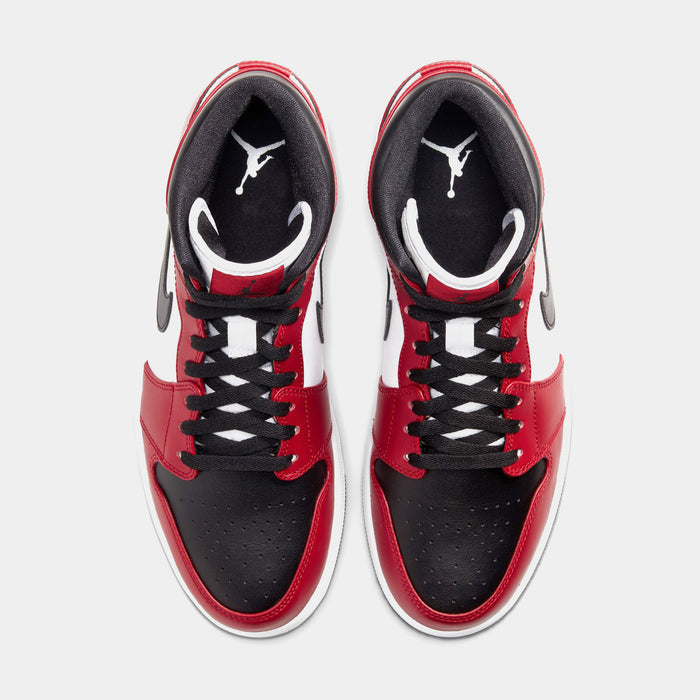 Air Jordan 1 Mid Chicago Black Toe Mens Lifestyle Shoes (Black/Black/Gym Red)