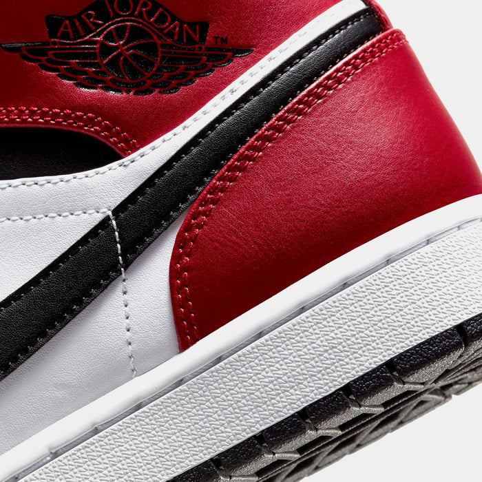 Air Jordan 1 Mid Chicago Black Toe Mens Lifestyle Shoes (Black/Black/Gym Red)