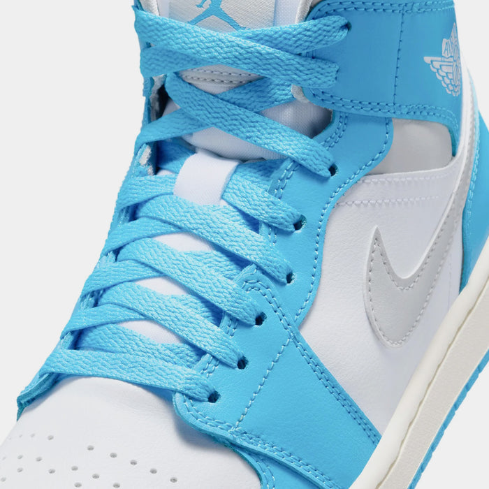 Air Jordan 1 Mid Dark Blue Womens Basketball Shoes (Dark Powder/Summit Grey/White)