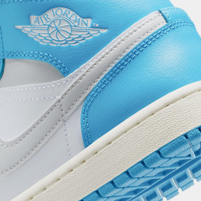 Air Jordan 1 Mid Dark Blue Womens Basketball Shoes (Dark Powder/Summit Grey/White)