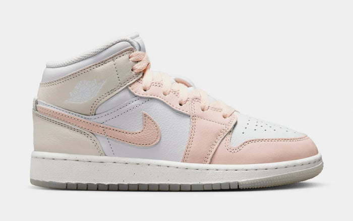 Air Jordan 1 Mid Flamingo Grade School Lifestyle Shoes (Sail/Guava Ice/Sea Glass/Glacier Blue)