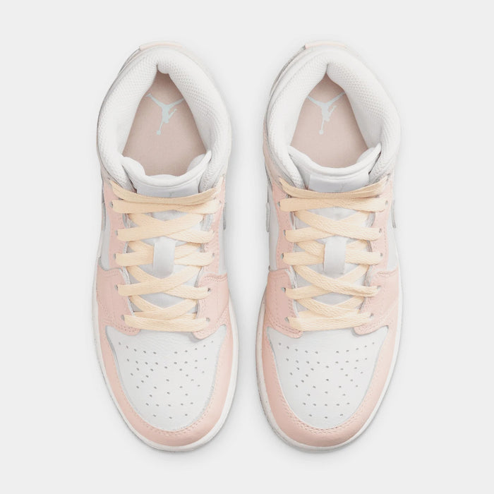 Air Jordan 1 Mid Flamingo Grade School Lifestyle Shoes (Sail/Guava Ice/Sea Glass/Glacier Blue)