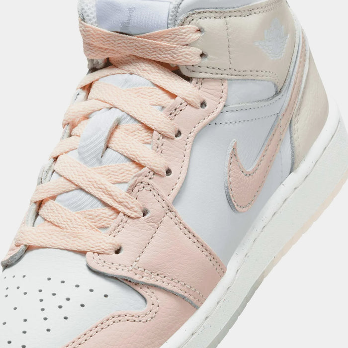 Air Jordan 1 Mid Flamingo Grade School Lifestyle Shoes (Sail/Guava Ice/Sea Glass/Glacier Blue)