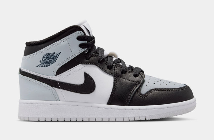 Air Jordan 1 Mid Grade School Lifestyle Shoes (Black/Black/Aura/Suadron Blue)
