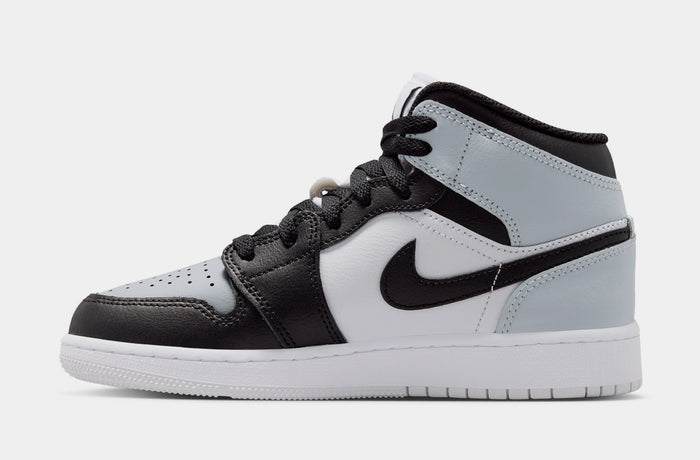 Air Jordan 1 Mid Grade School Lifestyle Shoes (Black/Black/Aura/Suadron Blue)