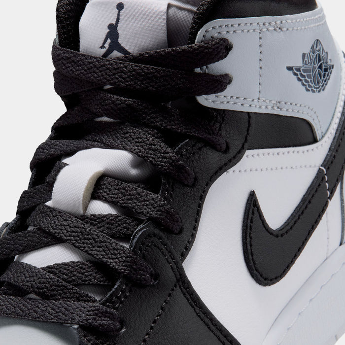 Air Jordan 1 Mid Grade School Lifestyle Shoes (Black/Black/Aura/Suadron Blue)