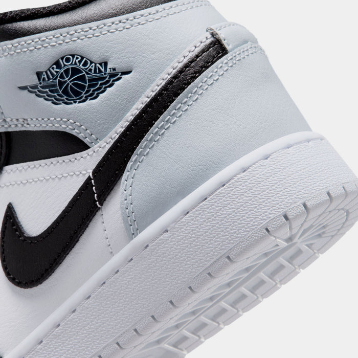 Air Jordan 1 Mid Grade School Lifestyle Shoes (Black/Black/Aura/Suadron Blue)