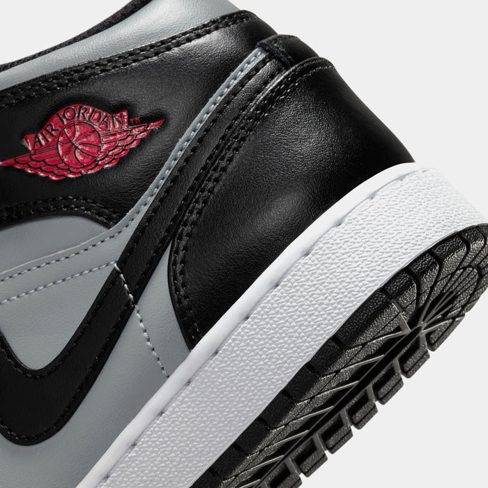 Air Jordan 1 Mid Grade School Lifestyle Shoes (Black/Gym Red/Particle Grey/White)