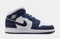 Air Jordan 1 Mid Grade School Lifestyle Shoes (Obsidian/Obsidian/White/Grey Fog)
