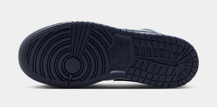 Air Jordan 1 Mid Grade School Lifestyle Shoes (Obsidian/Obsidian/White/Grey Fog)