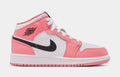 Air Jordan 1 Mid Grade School Lifestyle Shoes (Pink Gaze/White/Black)