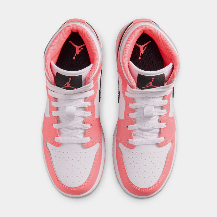 Air Jordan 1 Mid Grade School Lifestyle Shoes (Pink Gaze/White/Black)