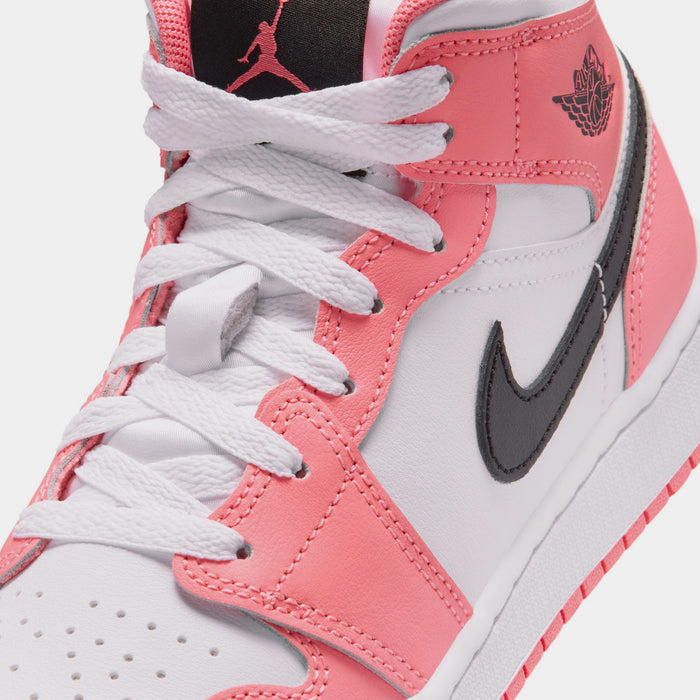 Air Jordan 1 Mid Grade School Lifestyle Shoes (Pink Gaze/White/Black)