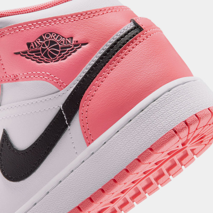 Air Jordan 1 Mid Grade School Lifestyle Shoes (Pink Gaze/White/Black)