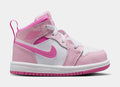 Air Jordan 1 Mid Infant Toddler Lifestyle Shoes (Pink Foam/China Rose/White)