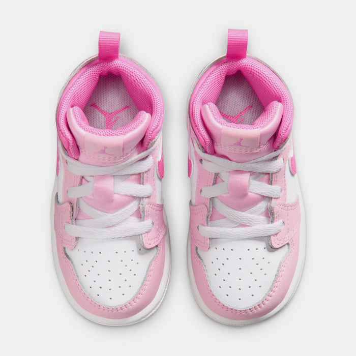Air Jordan 1 Mid Infant Toddler Lifestyle Shoes (Pink Foam/China Rose/White)